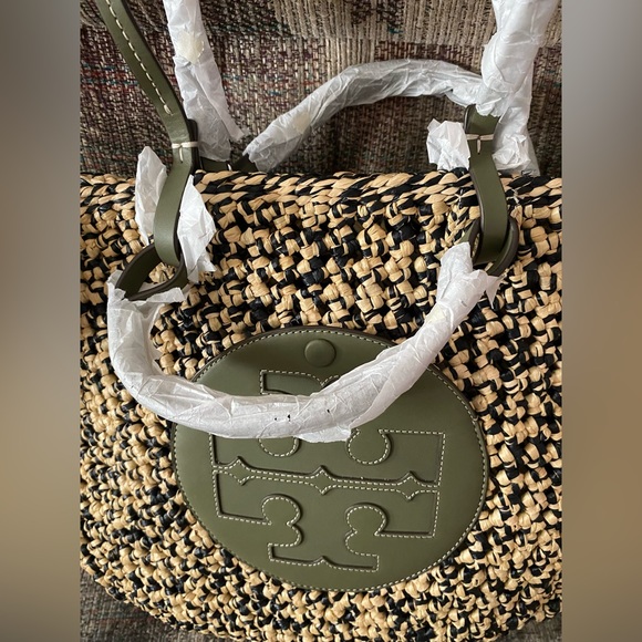 Tory Burch Ella Straw Box Weave Basket Tote. - Picture 14 of 16